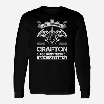 Crafton Last Name, Surname Tshirt Long Sleeve T-Shirt - Seseable