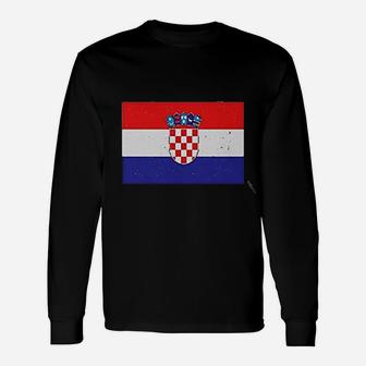 Croatia Flag Vintage Style Retro Croatian Women Football Jersey Long Sleeve T-Shirt - Seseable