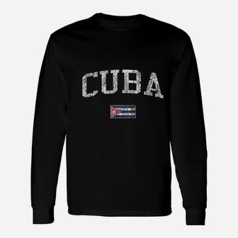 Cuba Vintage Sports Cuban Flag Long Sleeve T-Shirt - Seseable