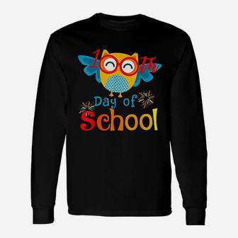 Cute 100th Day Of School Owl Lover 100 Days Teacher Long Sleeve T-Shirt - Seseable