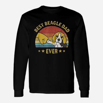 Cute Best Beagle Dad Ever Retro Vintage Puppy Lover Long Sleeve T-Shirt - Seseable