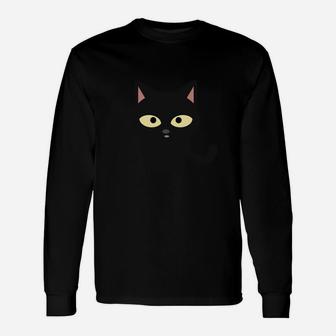 Cute Black Cat Halloween Black Cat Long Sleeve T-Shirt - Seseable