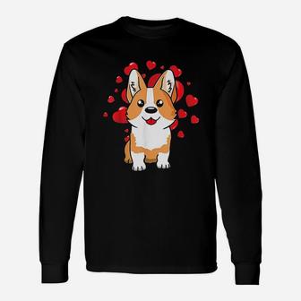 Cute Corgi Dog Valentines Day Love Heart Long Sleeve T-Shirt - Seseable