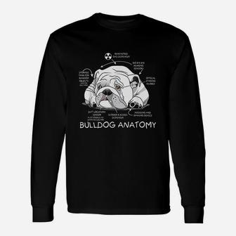 Cute English Bulldog Anatomy Dog Biology Long Sleeve T-Shirt - Seseable