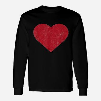 Cute Heart Valentines Day Vintage Distressed Red Long Sleeve T-Shirt - Seseable