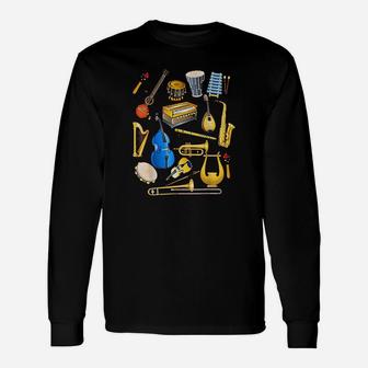 Cute Little Boys Musical Instruments Fans Long Sleeve T-Shirt - Seseable