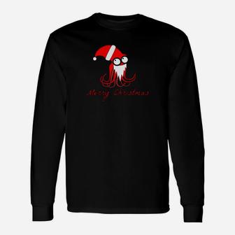 Cute Octopus With Santa Clause Hat And Beard Christmas Long Sleeve T-Shirt | Seseable UK