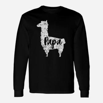 Cute Papa Llama Animal Dad First Fathers Day Outfit Long Sleeve T-Shirt - Seseable