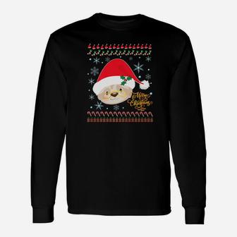 Cute Ugly Christmas Merry Christmas Santa Sloth Tee Long Sleeve T-Shirt - Seseable