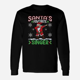 Dab Santa's Favorite Singer Christmas Santa Dabbing Long Sleeve T-Shirt - Seseable