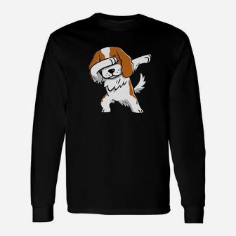Dabbing Cavalier King Charles Spaniel Dog Long Sleeve T-Shirt - Seseable