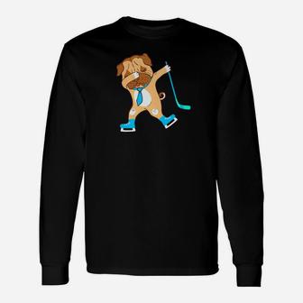 Dabbing Dog Hockey Puck Hockey Squad nagers Boys Girls Premium Long Sleeve T-Shirt - Seseable