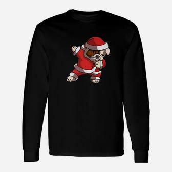 Dabbing English Bulldog Dog Christmas Puppy Lovers Long Sleeve T-Shirt - Seseable