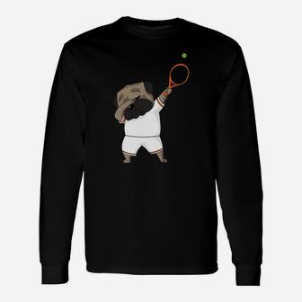 Dabbing English Bulldog Tennis Cute Dab Long Sleeve T-Shirt - Seseable