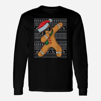 Dabbing Gingerbread Man Cookie Christmas Gingerbread Ugly Long Sleeve T-Shirt - Seseable