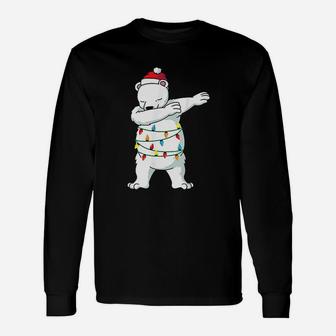 Dabbing Polar Bear Christmas Light Christmas Long Sleeve T-Shirt - Seseable