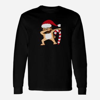 Dabbing Pug Shirt Christmas Pug Dog Santa Long Sleeve T-Shirt - Seseable