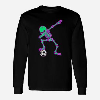 Dabbing Skeleton Soccer Halloween Dab Long Sleeve T-Shirt - Seseable