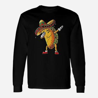 Dabbing Taco Cinco De Mayo Mexican Men Food Lover Dab Long Sleeve T-Shirt - Seseable