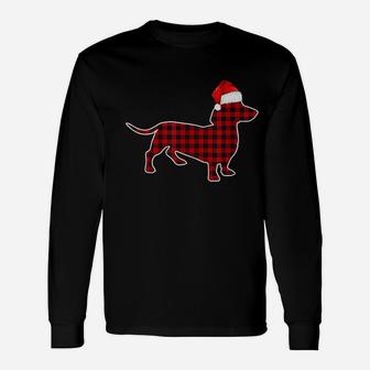 Dachshund Red Plaid Buffalo Christmas Pajamas Long Sleeve T-Shirt - Seseable