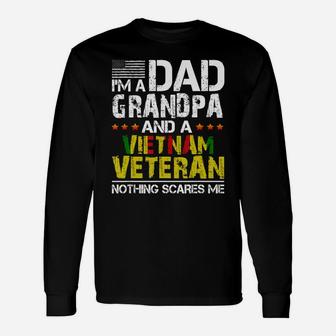 Dad Grandpa Vietnam Veteran Vintage Fathers Day T-shirt Long Sleeve T-Shirt - Seseable