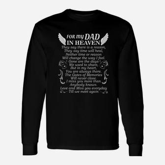 For My Dad In Heaven Miss You Papa Love Daddy Fathers Day Long Sleeve T-Shirt - Seseable