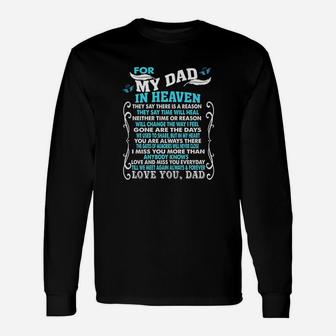 My Dad In Heaven Poem For Daughter Son Loss Dad In Heaven Long Sleeve T-Shirt - Seseable