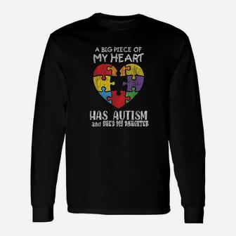 Dad Mom Daughter Autistic Awareness Long Sleeve T-Shirt - Seseable