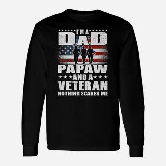 I Am A Dad A Papaw And A Veteran Shirt Fathers Day Long Sleeve T-Shirt - Seseable