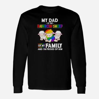 Dad Rainbow Sheep Proud Gay Pride Long Sleeve T-Shirt - Seseable