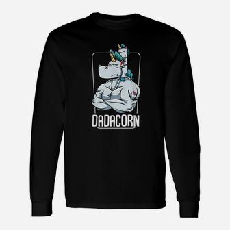 Dadacorn Proud Unicorn Dad And Baby Best Papa Ever Long Sleeve T-Shirt - Seseable