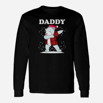 Daddy Bear Matching Dabbing Bear Red Plaid Long Sleeve T-Shirt - Seseable