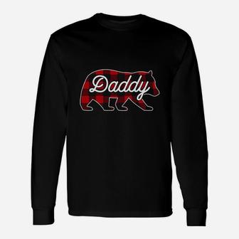 Daddy Bear Red Buffalo Plaid Matching Long Sleeve T-Shirt - Seseable
