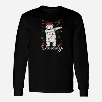 Daddy Bear With Santa Hat Dabbing Christmas Pajamas Long Sleeve T-Shirt - Seseable