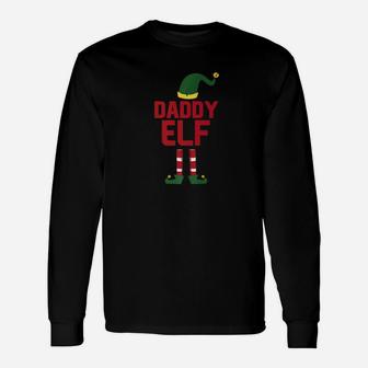 Daddy Elf Christmas Season Dad Mom Matching Pajama Long Sleeve T-Shirt - Seseable