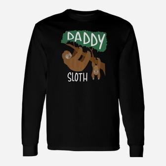 Daddy Sloth Shirt Men Zoo Animal Lovers Hilarious Long Sleeve T-Shirt - Seseable