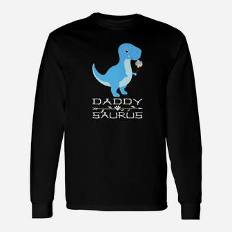 Daddysaurus Dino Daddy Fathers Day Dinosaur For Dad Premium Long Sleeve T-Shirt - Seseable