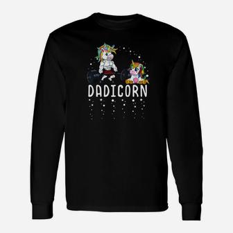 Dadicorn Unicorn Dad Fitness Gym Weightlifting Birthday Premium Long Sleeve T-Shirt - Seseable