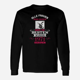 Damen Geburtstags-Langarmshirts Besten Frauen 1971, Retro Geburtstagsfeier Design - Seseable