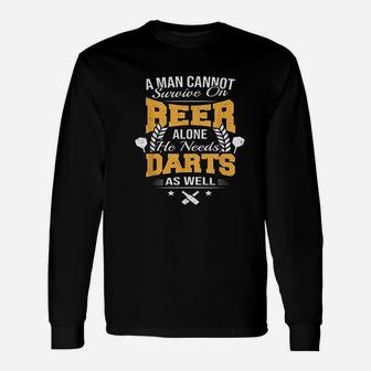 Darts And Beer Board Darts Player Flight Long Sleeve T-Shirt - Seseable