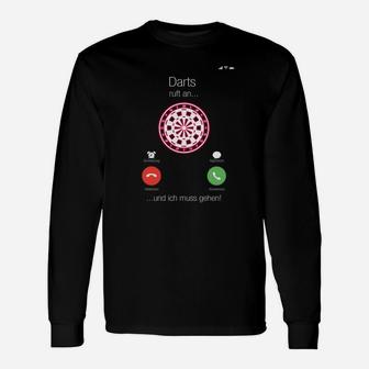 Darts Begeisterung Herren Langarmshirts, Dartboard Aufdruck & Spruch - Seseable