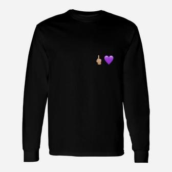 Daumen Hoch und Herz Emoji Schwarzes Langarmshirts, Lustiges Design - Seseable