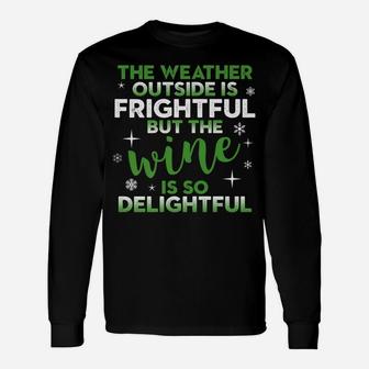 Delightful Wine Christmas Winter Weather Snowflakes Long Sleeve T-Shirt - Seseable
