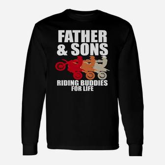 Dirt Bike Dad Shirt Father And Sons Motocross Shirt Black Youth Long Sleeve T-Shirt - Seseable