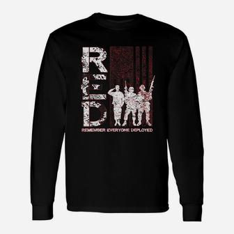 Distressed Red Friday Remember Everyone Deployed Long Sleeve T-Shirt - Seseable