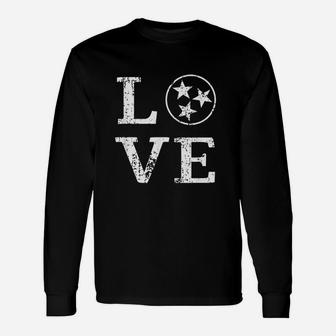 Distressed Vintage Tennessee State Flag Retro Love Tennessee Long Sleeve T-Shirt - Seseable