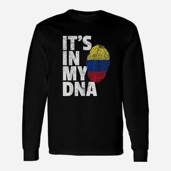 It Is In My Dna Colombian Colombia Flag National Pride Long Sleeve T-Shirt - Seseable