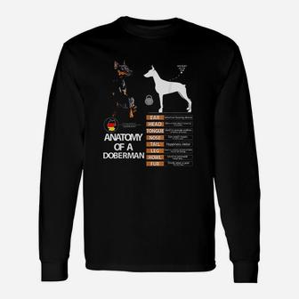 Doberman Dog Anatomy Mom Grandma Long Sleeve T-Shirt - Seseable