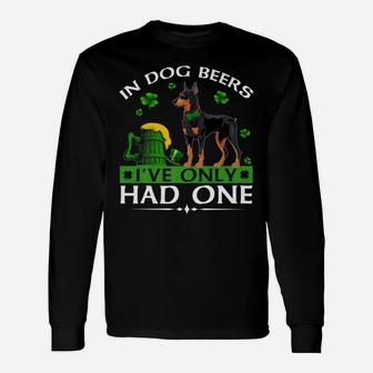In Dog Beers Doberman St Patricks Day Long Sleeve T-Shirt - Seseable