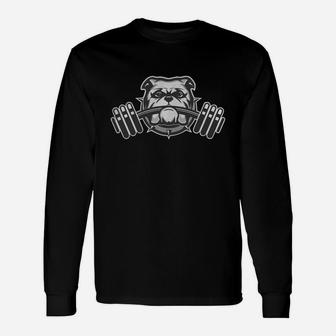 Dog Bulldog Gym Long Sleeve T-Shirt - Seseable